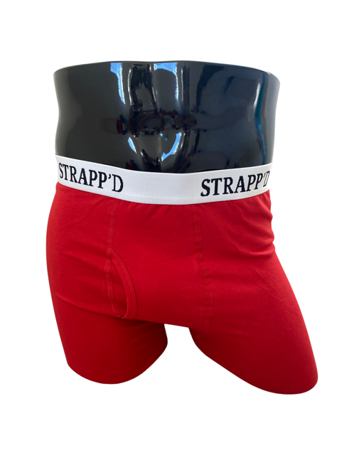 Strapp'd Underwear - Unisex Boxer Brief in Lava Red/White